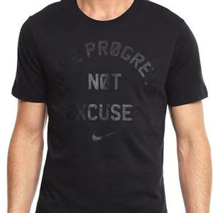Nike Make Progress Not Excuses Short Sleeved Athletic Crew Neck T-Shirt Black M